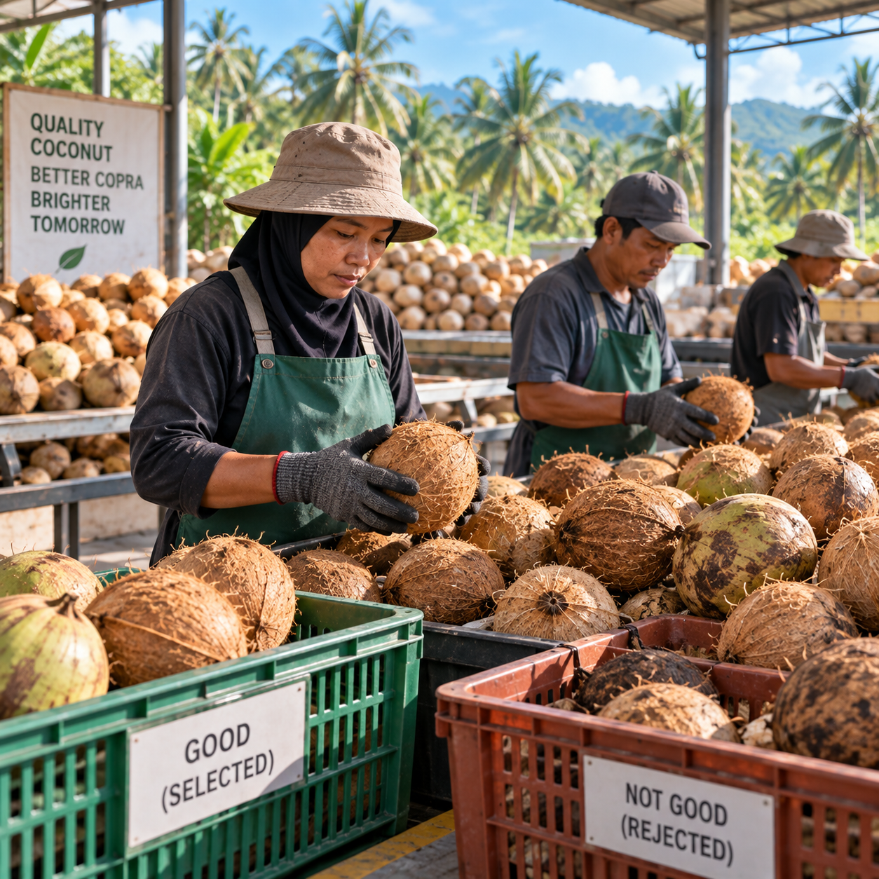 Membelah batok kelapa