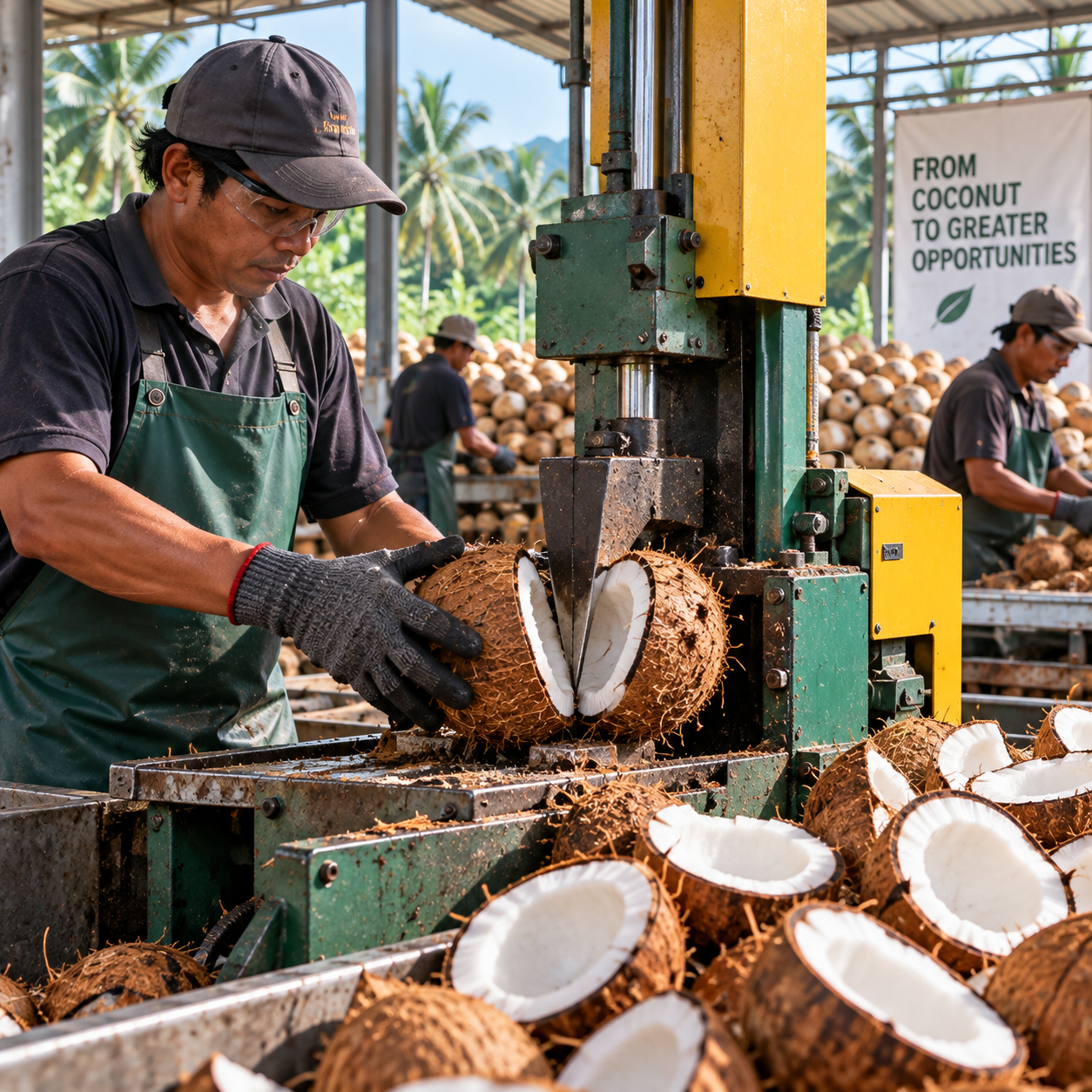Menjemur kelapa di tenda UV